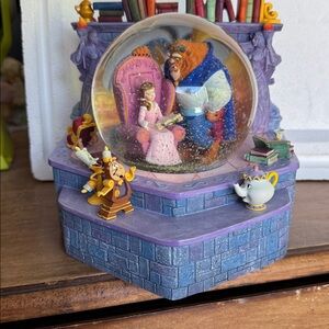 Disney Beauty and the Beast Enchanted Snow Globe with Purple and Blue Accents